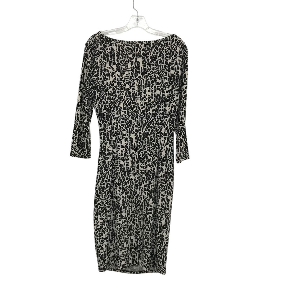 Lauren Ralph Lauren Black White Faux Wrap Dress Casual Business Party Size 8 - Picture 3 of 7